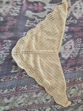 Women’s Handmade Cream Crochet Knit Shawl